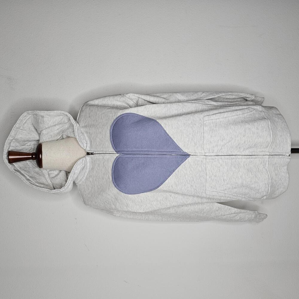 NWT Ultra Flirt Women's Gray/Blue/Trend Fleece Heart Hoodie Size L